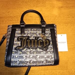 Nwt Juicy Couture Black and Gold Women's Shoulder Bag W Crossbody Strap